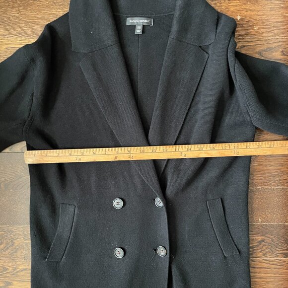 Banana Republic Black Knit Cotton Blend Sweater Coat Jacket-XXS - Picture 9 of 13
